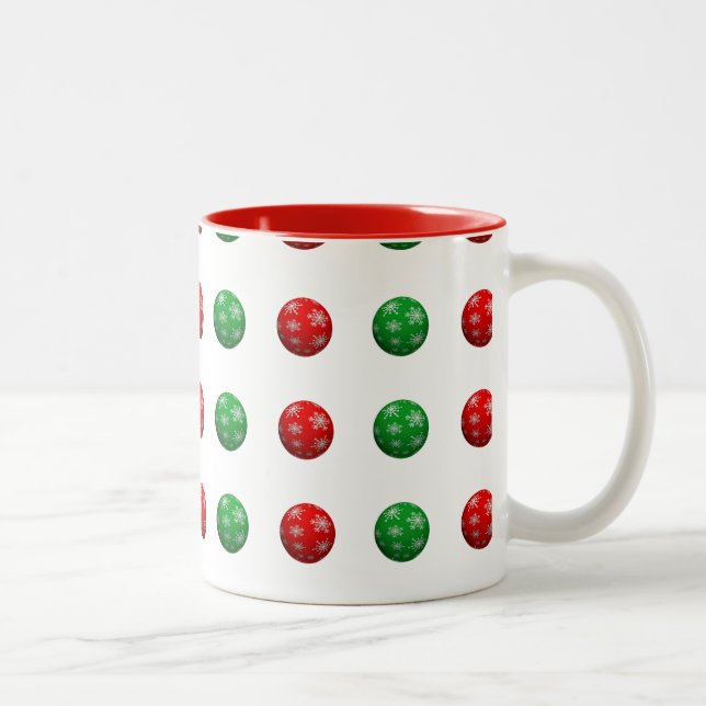 Caneca De Café Em Dois Tons Bolas de Natal 3D (Direita)