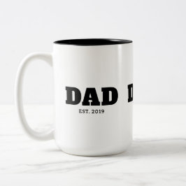 Caneca De Café Em Dois Tons Bold Black & White Text Est Year Dad