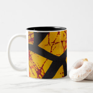 Caneca De Café Em Dois Tons Bold Geometric African Wax Print Fabric - Gold, Re