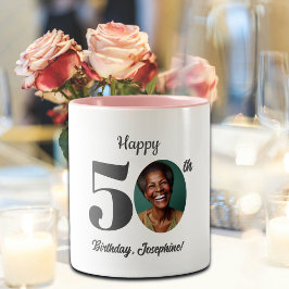 Caneca De Café Em Dois Tons Bold Happy 50th Birthday Photo