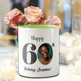 Caneca De Café Em Dois Tons Bold Happy 60th Birthday Photo