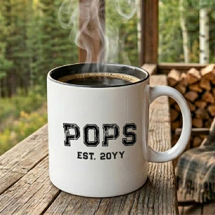 Caneca De Café Em Dois Tons Bold Pops Ano de Fundação Vovô Apelido Varsity