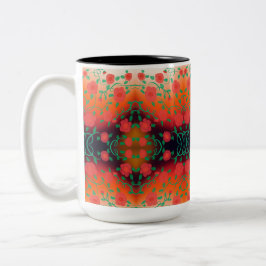 Caneca De Café Em Dois Tons Bold Red Floral Designer Coffee Mug