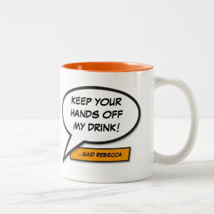 Caneca De Café Em Dois Tons Bolha de Discurso Personalizada de BD