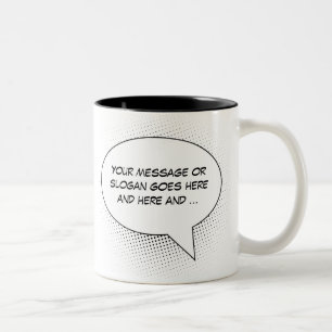Caneca De Café Em Dois Tons Bolha de Discurso Seu Modelo de Declaração