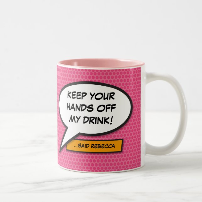 Caneca De Café Em Dois Tons Bolha de Fala de Quadrinhos Rosa Personalizada (Direita)