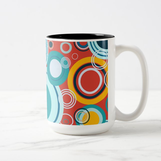 Caneca De Café Em Dois Tons Bolhas Coloridas (Direita)