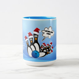 Caneca De Café Em Dois Tons Boliche Pin Pinguins Cama de Natal