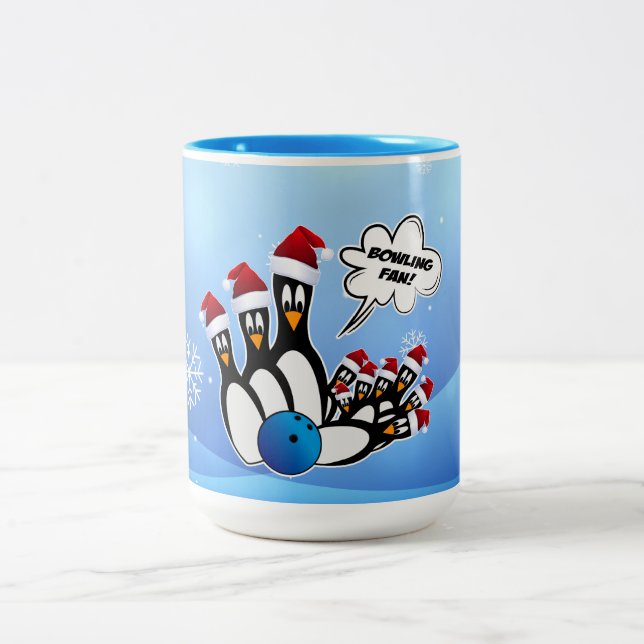 Caneca De Café Em Dois Tons Boliche Pin Pinguins Cama de Natal (Centro)