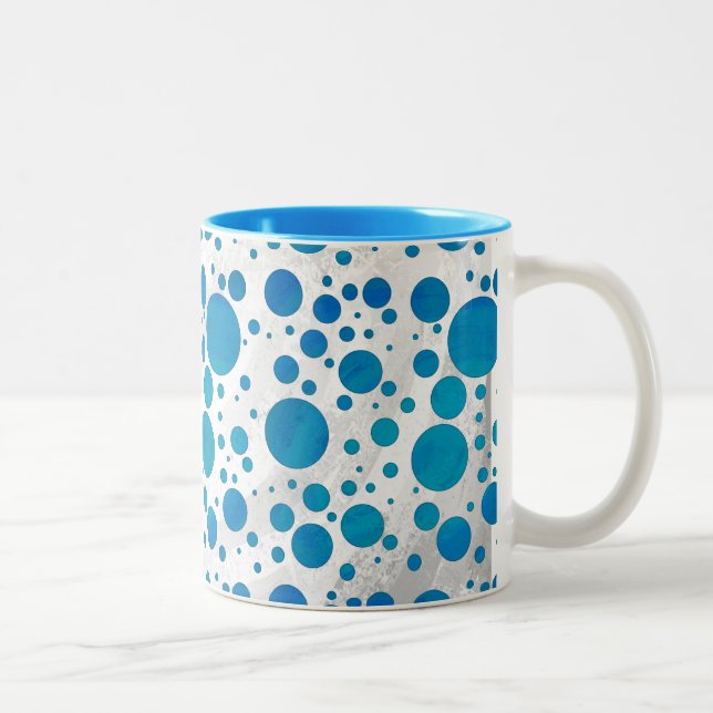 Caneca De Café Em Dois Tons Bolinhas azuis oceânicas (Direita)