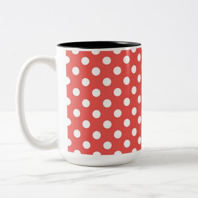 Caneca De Café Em Dois Tons Bolinhas brancas e vermelhas (Esquerda)