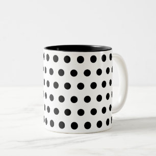 Caneca De Café Em Dois Tons Bolinhas brancas pretas