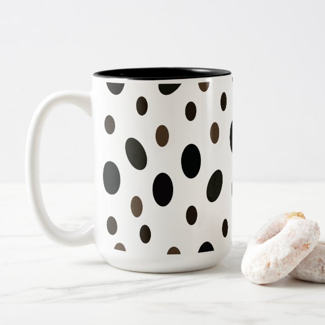 Caneca De Café Em Dois Tons Bolinhas castanha negra (Com Donut)
