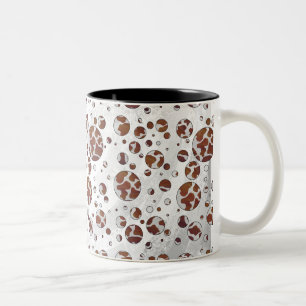 Caneca De Café Em Dois Tons Bolinhas castanho e Impressão branco