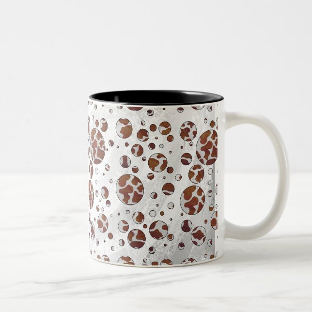 Caneca De Café Em Dois Tons Bolinhas castanho e Impressão branco (Direita)