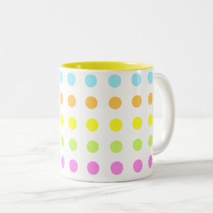 Caneca De Café Em Dois Tons Bolinhas Coloridas em Cores de Pastel
