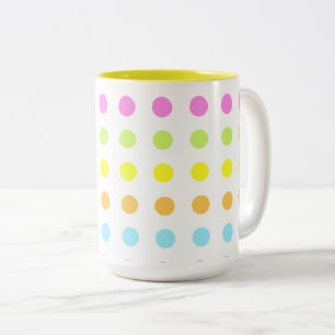 Caneca De Café Em Dois Tons Bolinhas Coloridas em Cores de Pastel