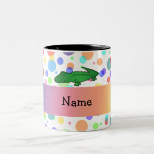 Caneca De Café Em Dois Tons Bolinhas conhecidas personalizadas do arco-íris d