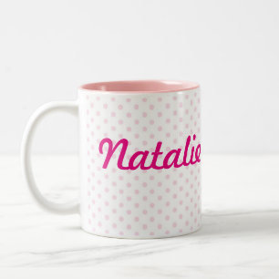 Caneca De Café Em Dois Tons Bolinhas cor-de-rosa brancas conhecidas de NATALIE