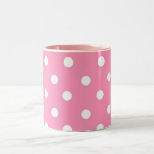 Caneca De Café Em Dois Tons Bolinhas cor-de-rosa chiques