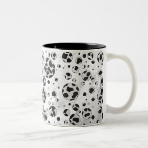 Caneca De Café Em Dois Tons Bolinhas Dalmática Preta e Branco