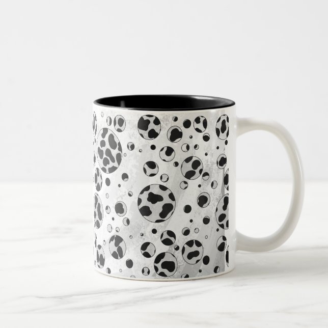 Caneca De Café Em Dois Tons Bolinhas Dalmática Preta e Branco (Direita)
