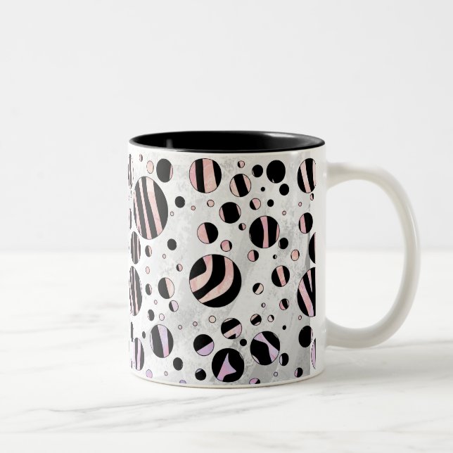 Caneca De Café Em Dois Tons Bolinhas de Zebra Pretas e Rosa (Direita)