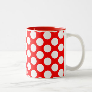 Caneca De Café Em Dois Tons Bolinhas no vermelho