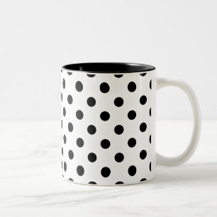 Caneca De Café Em Dois Tons Bolinhas preto e branco