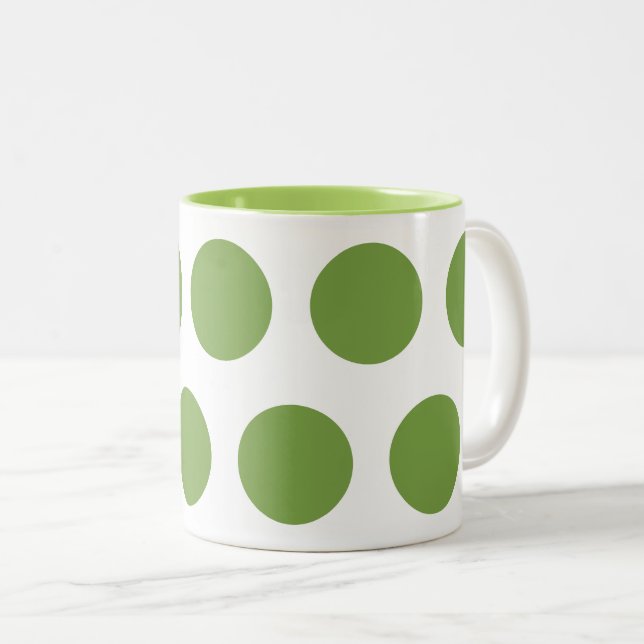 Caneca De Café Em Dois Tons Bolinhas verdes (Frente Esquerda)