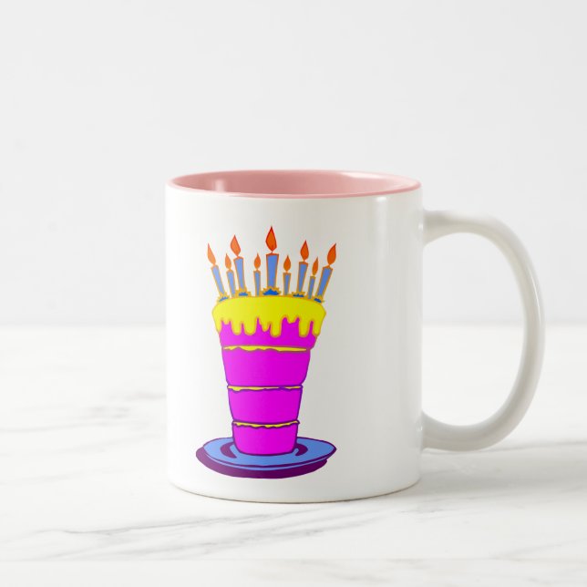 Caneca De Café Em Dois Tons Bolo-de-Aniversário Rosa Gigante (Direita)