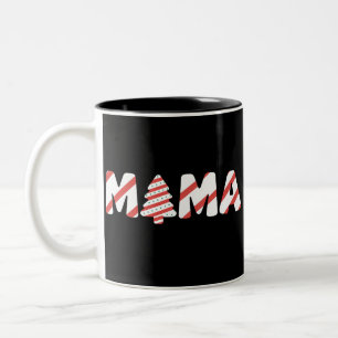 Caneca De Café Em Dois Tons Bolo de árvore de Natal Festa familiar corresponde