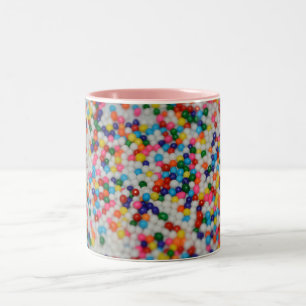 Caneca De Café Em Dois Tons Bolo De Padrão De Arco-Íris De Sobremesa Doce Arte