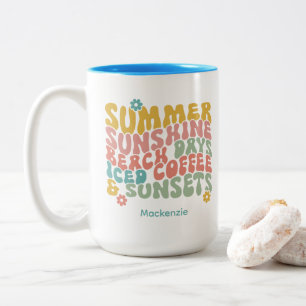 Caneca De Café Em Dois Tons Bolsa de Verão cor-de-rosa Nome Monograma Bagagem