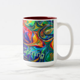 Caneca De Café Em Dois Tons Bom dia, abstrato art Drinkware Mugs