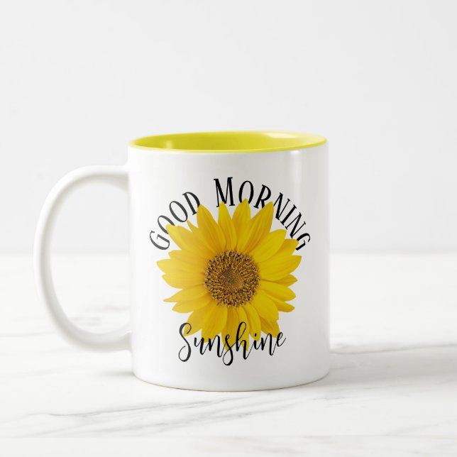 Caneca De Café Em Dois Tons Bom Dia Amarelo Sol Amarelo (Esquerda)