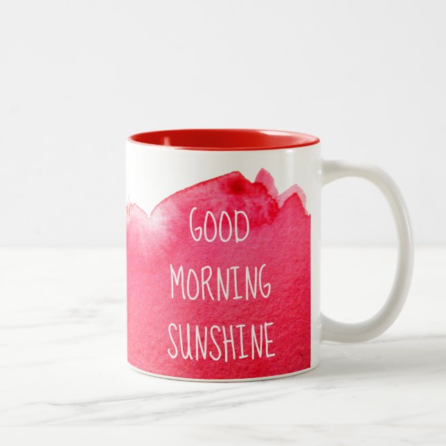 Caneca De Café Em Dois Tons Bom dia, café com sol, citar vermelho (Direita)