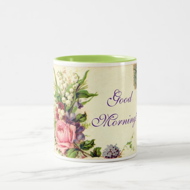 Caneca De Café Em Dois Tons Bom dia Cartão-postal Mug (Centro)