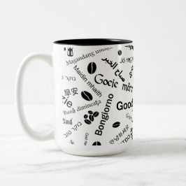 Caneca De Café Em Dois Tons Bom dia em todas as línguas da palavra