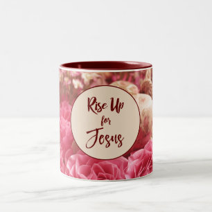 Caneca De Café Em Dois Tons Bom dia; Levante-se para a citação de Jesus