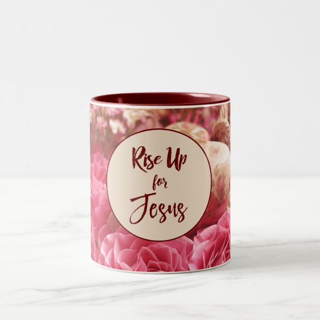 Caneca De Café Em Dois Tons Bom dia; Levante-se para a citação de Jesus (Centro)