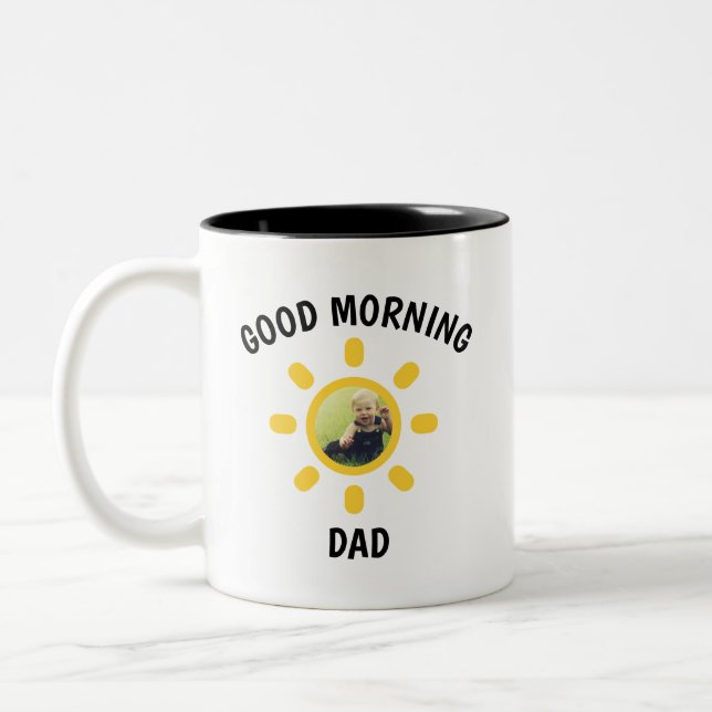 Caneca De Café Em Dois Tons Bom Dia Papai Foto Personalizada (Esquerda)