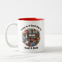 Caneca De Café Em Dois Tons Bom dia para ler um Cottagcore do Livro