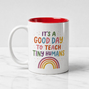 Caneca De Café Em Dois Tons Bom Dia Professor Pequenos Humanos Arco-íris Color