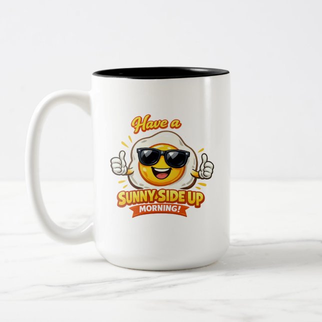 Caneca De Café Em Dois Tons Bom Dia Saudação Excelente (Esquerda)