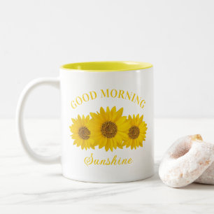 Caneca De Café Em Dois Tons Bom dia Sunshine Café Sunflower Mug