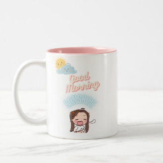 Caneca De Café Em Dois Tons Bom dia Sunshine Kawai Girly Mug (11 oz)