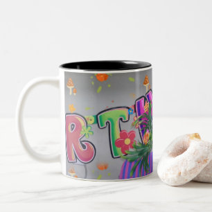 Caneca De Café Em Dois Tons Bom dia Tenha um aniversário adorável e colorido