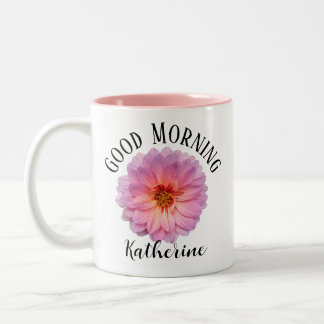 Caneca De Café Em Dois Tons Bom Dia Zínia Rosa Nome Personalizado