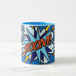 Caneca De Café Em Dois Tons BOMBA Pop de Arte do Livro de BD!